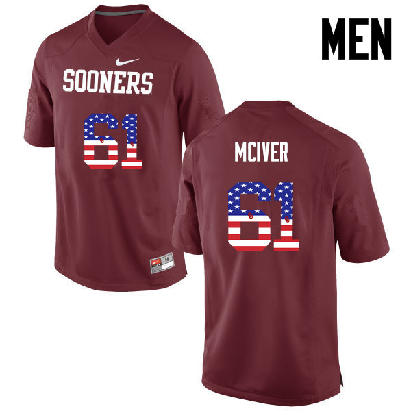 Oklahoma Sooners #61 Ian McIver College Football USA Flag Fashion Jerseys-Crimson